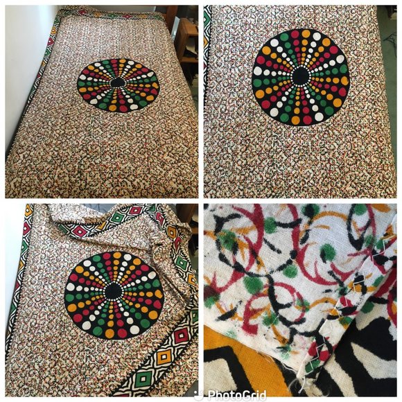 Vintage Hippie Wall Hanging Bed Covering, Dorm Room, Bought in India in the 80s - Picture 2 of 15